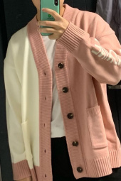 블론드나인(BLOND9) INTARSIA HALF HALF KNIT CARDIGAN_DARK BLUE 후기