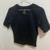 데비웨어(DEVIWEAR) 여성 요가복 DEVI-T0040-블랙 필라테스 반팔티 엣지 크롭 티셔츠 후기