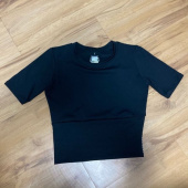 데비웨어(DEVIWEAR) 여성 요가복 DEVI-T0040-블랙 필라테스 반팔티 엣지 크롭 티셔츠 후기