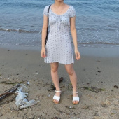 와이케이(WAIKEI) WKG 플라워 미니 셔링 원피스 스카이블루 후기