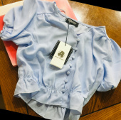 엠오엠씨키츠(MOMC KITS) 브이 넥 블라우스 블루 (KITS V NECK BL BLUE) CNBL0EI03B1 후기