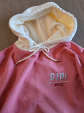 5252 바이 오아이오아이(5252BYOIOI) COLOR BLOCK LABEL HOODIE_pink 후기