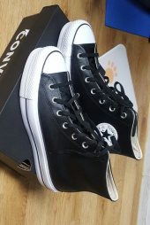 컨버스(CONVERSE) 척테일러 올스타 리프트 클린 레더 블랙 561675C 후기