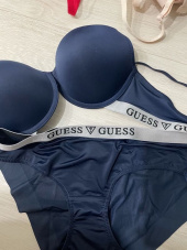 게스언더웨어(GUESS UNDERWEAR) 네이비 베이직 실버밴드 브라 팬티 세트 후기