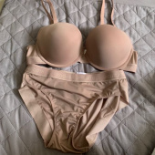 코데즈컴바인 이너웨어(CODES COMBINE INNERWEAR) 라인 로고 밴드 베이지 브라 팬티 세트 후기