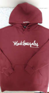 마크 곤잘레스(MARK GONZALES) 사인 로고 후드 버건디 후기