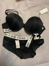 게스언더웨어(GUESS UNDERWEAR) 블랙 솔리드 실버밴드 밴드 브라 팬티 세트 후기
