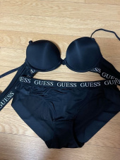 게스언더웨어(GUESS UNDERWEAR) 블랙 스탠다드 로고 블랙밴드 브라 팬티 세트 후기