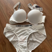 코데즈컴바인 이너웨어(CODES COMBINE INNERWEAR) 바코드 와이드 스트랩 베이직 블랙 브라 팬티 세트 후기
