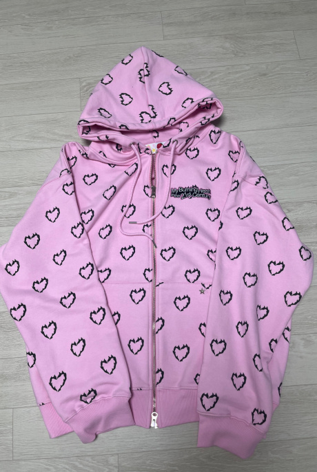 원더비지터(WONDERVISITOR) BN Heart Pattern Hood zip-up [pink] 후기