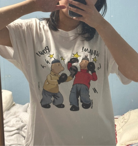 라퍼(LAUGHER) [PAT&MAT] 복서 티셔츠 - 화이트 후기