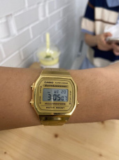 카시오(CASIO) A168WG-9WDF (A168WG-9W) 스퀘어 빈티지 금장 디지털 공용 메탈시계 33mm 후기