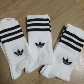 아디다스(ADIDAS) 미드컷 크루 삭 3P - 화이트:블랙 / DX9091 후기