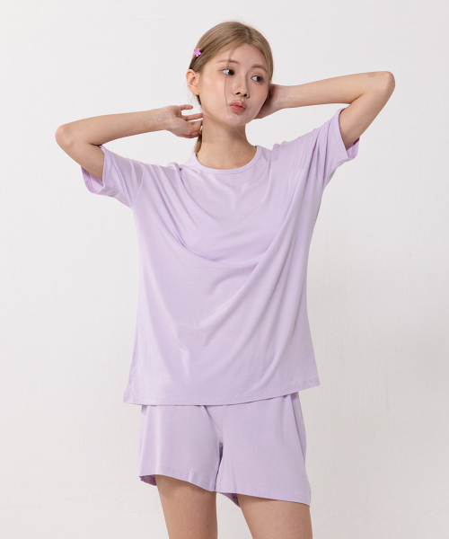 CYCLEAN - Women's Short-Sleeve Trunk Shorts Homewear Set (Lavender)