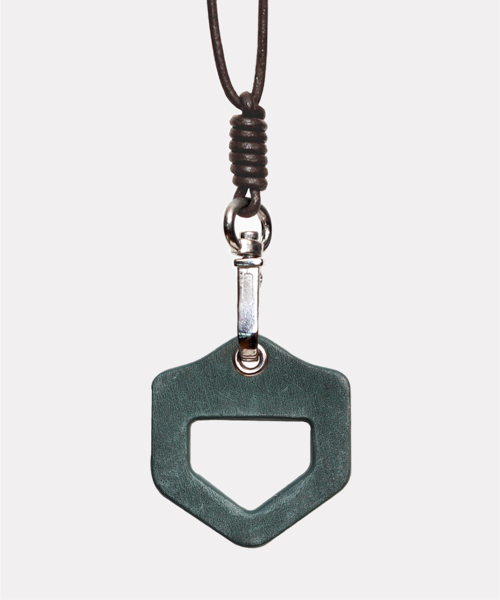 Full leather sunglasses necklace holder two-tone green B95095
