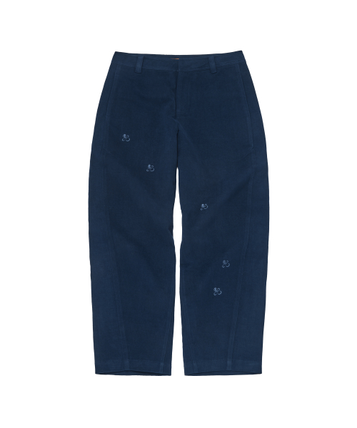 Tiny Blossom Barrel Leg Pants (Navy)