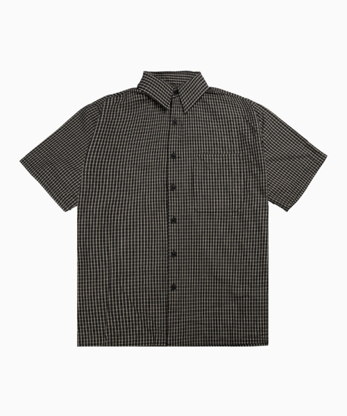 SP Crop Small Check Short Sleeve Shirt Black