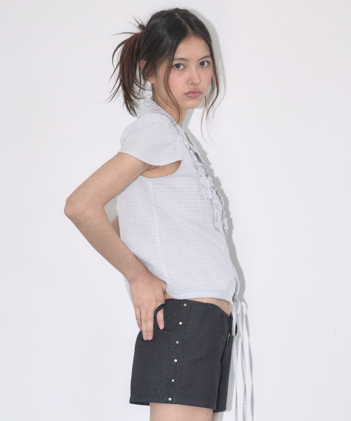 MIXED RIVET SHORTS (BLACK)