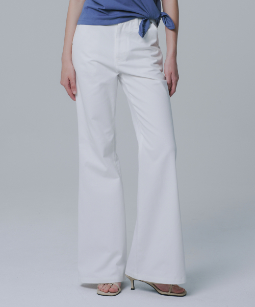W1149 Cotton Low-Rise Bootcut Pants_White
