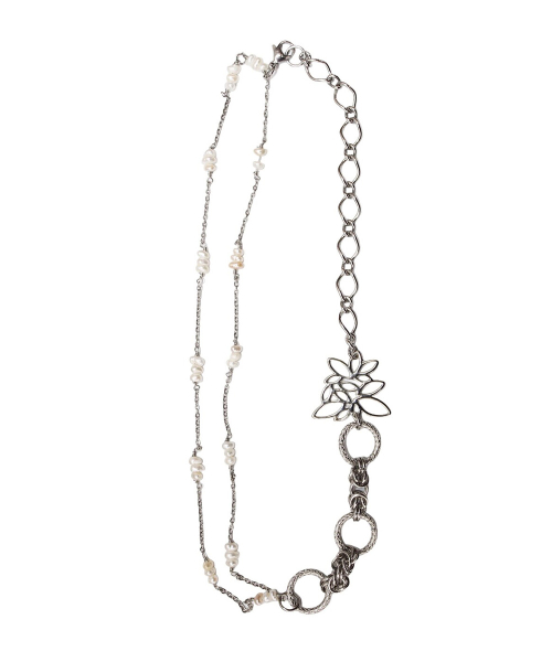 Lotus Pearl Chain Necklace (3way)