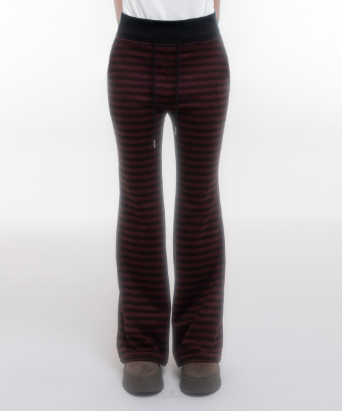 chocolat Striped Folding Banding Pant Red
