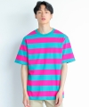Unisex Colorful Stripe 1/2 T-Shirt Mint/Pink
