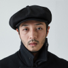 Rugged fabric newsboy cap [BLACK]