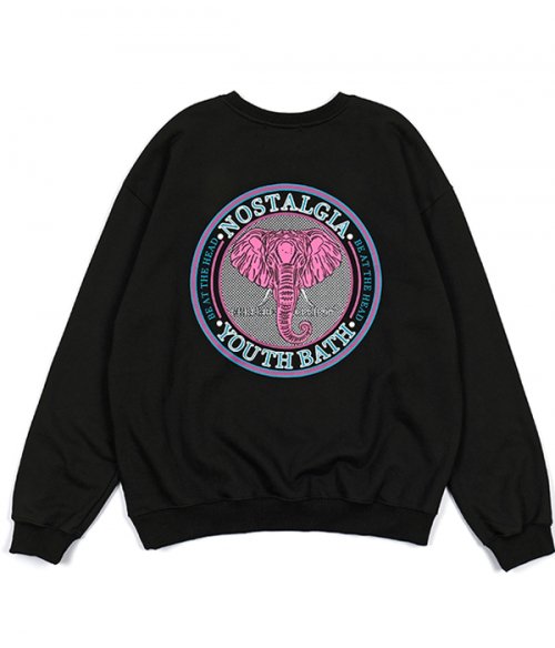 MUSINSA公式 YOUTHBATH Overfit Heavy Zuri Elephant Sweatshirt Black