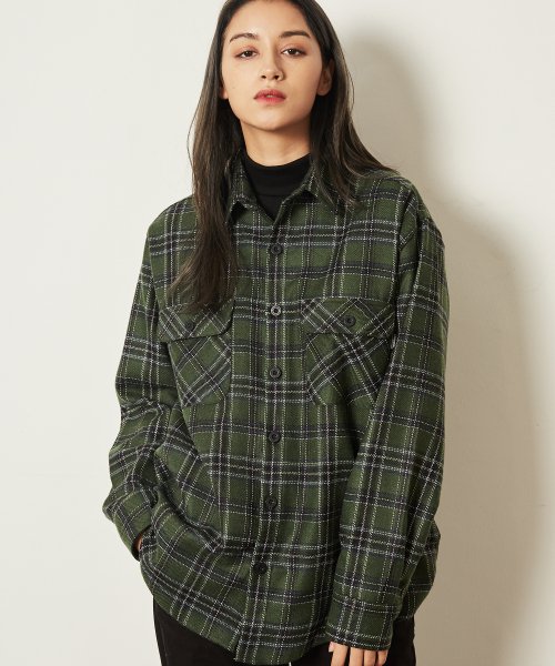 필루미네이트(FILLUMINATE) 유니섹스 칠러 체크 셔츠 자켓-그린 - 44,800원 | 우신사 스토어