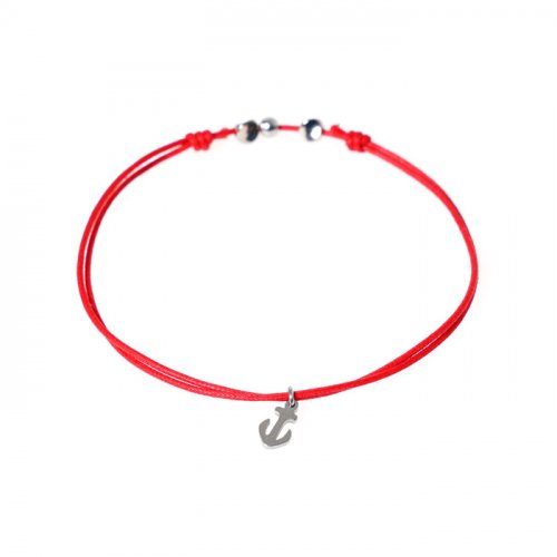 Waxing String Anchor Medal Couple Bracelet (C1902-AC484RD)