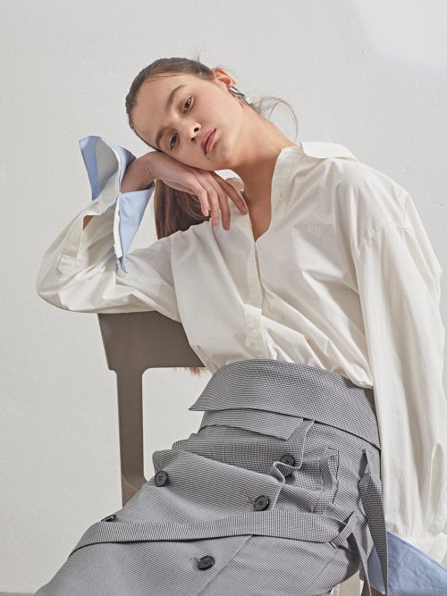 뮤제(MUSEE) Double layered cuffs shirts -  Off white - 178,000원 | 우신사 스토어
