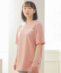 코드아이엠(CODE I'M) 30수 싱글 지구 로고 프린트 오버핏 반팔티 핑크