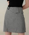 951 waist flare check skirt (black)