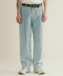 제로(XERO) Deep One Tuck Denim Pants [Light Blue]