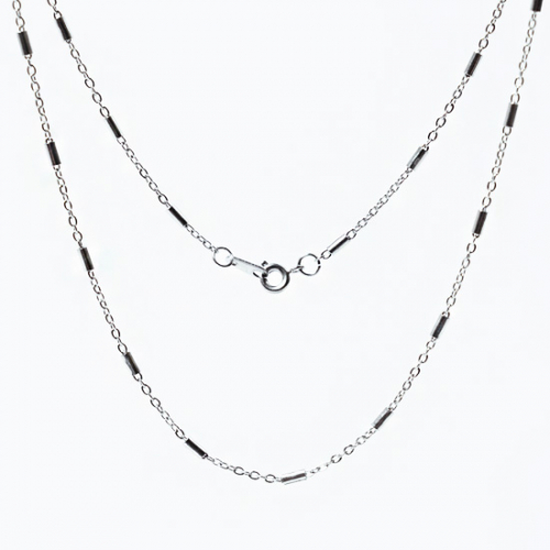 Slim Cylinder Surgical Steel Chain Necklace (C2001-AN644_SV)