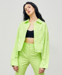 온느(ONNE) Cropped Snap Shirt Jacket Lime