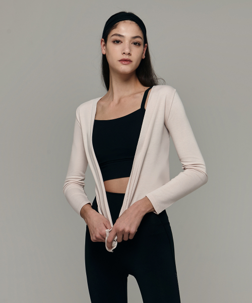 DEVIWEAR - Women's Yoga Wear DEVI-O0005-Beige Pilates Triple Twist Cardigan