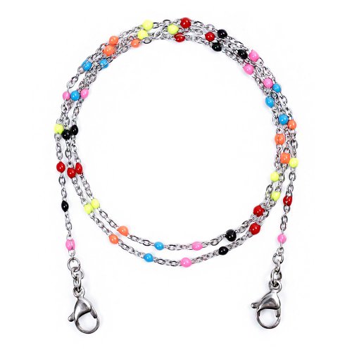 Color Ball Point Surgical Steel Glasses Chain Mask Necklace (C2001-AN667_SV)