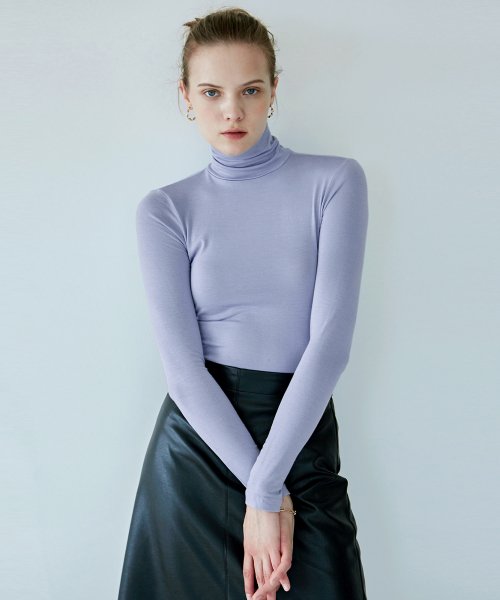 Musinsa Nick Nicole Slim Turtleneck Top Lavender Blue