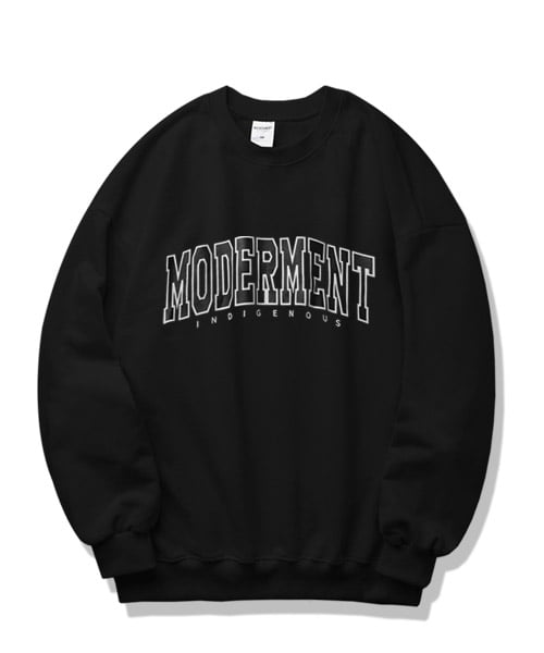 MUSINSA公式 MODERMENT University Arch Logo Overfit Sweatshirt Black