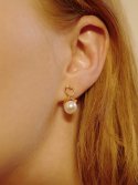 피오레(FIORE) pearl heart ribbon earring