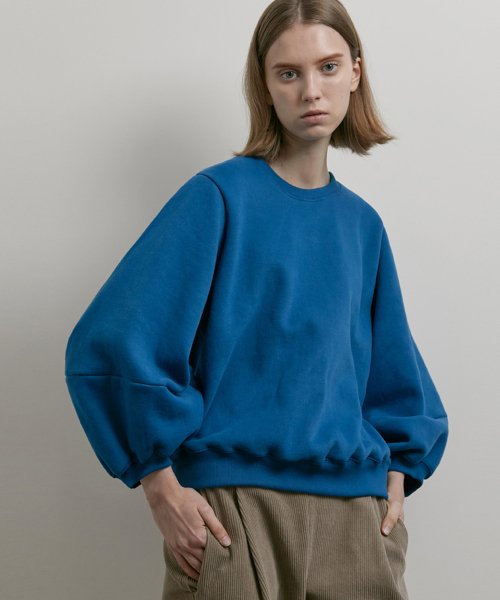 MUSINSA公式 AVANT G ROUND VOLUME SLEEVE BRUSHED SWEATSHIRT BLUE