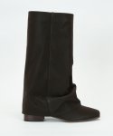 쓰리투에이티(THREE TO EIGHTY) Wrinkle Leather Boots (Dark Brown)