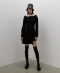모던에이블(MODERNABLE) 셔링 포인트 언발란스 드레스 - BLACK