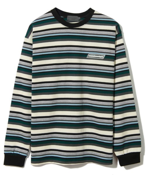 MUSINSA SECONDMONO SPOILER LOGO 186 STRIPE SWEATSHIRT GREEN