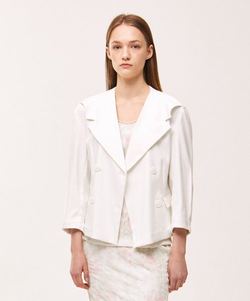 MUSINSA NONLOCAL Front Collar Double Short Jacket White