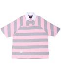 아조바이아조(AJOBYAJO) Stripe Oversized Polo Shirt [Pink]