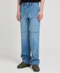 가먼트레이블(GARMENT LABLE) Shield Wide Jeans - Mid Blue