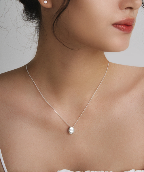 [Silver925] TN001 Wave drop rine pendant necklace [SILVER]