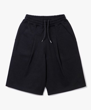 제로(XERO) Deep One Tuck Sweat Shorts [Blac...